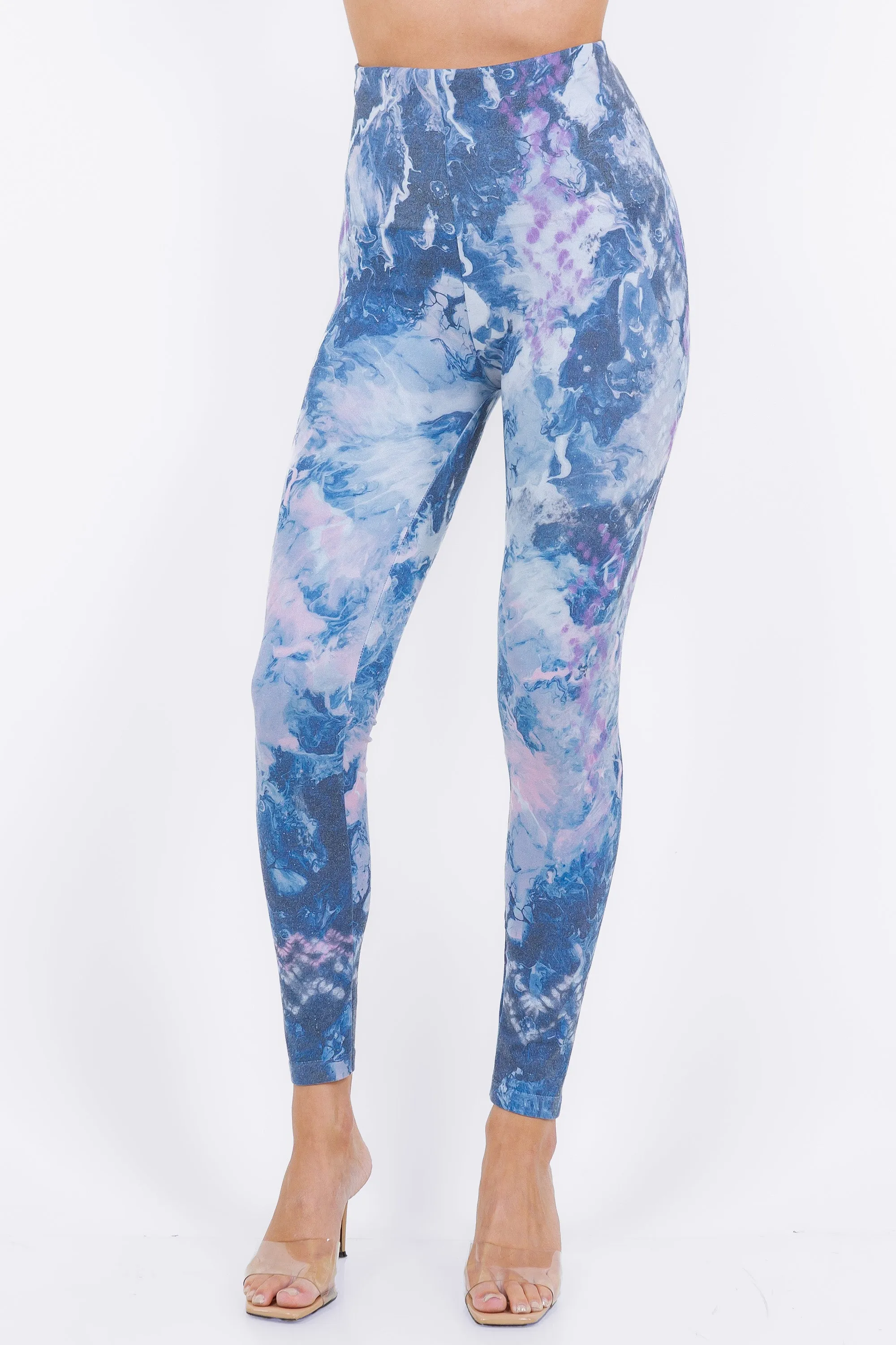 Zig-zag Shibori on Drip Dye Printed Leggings