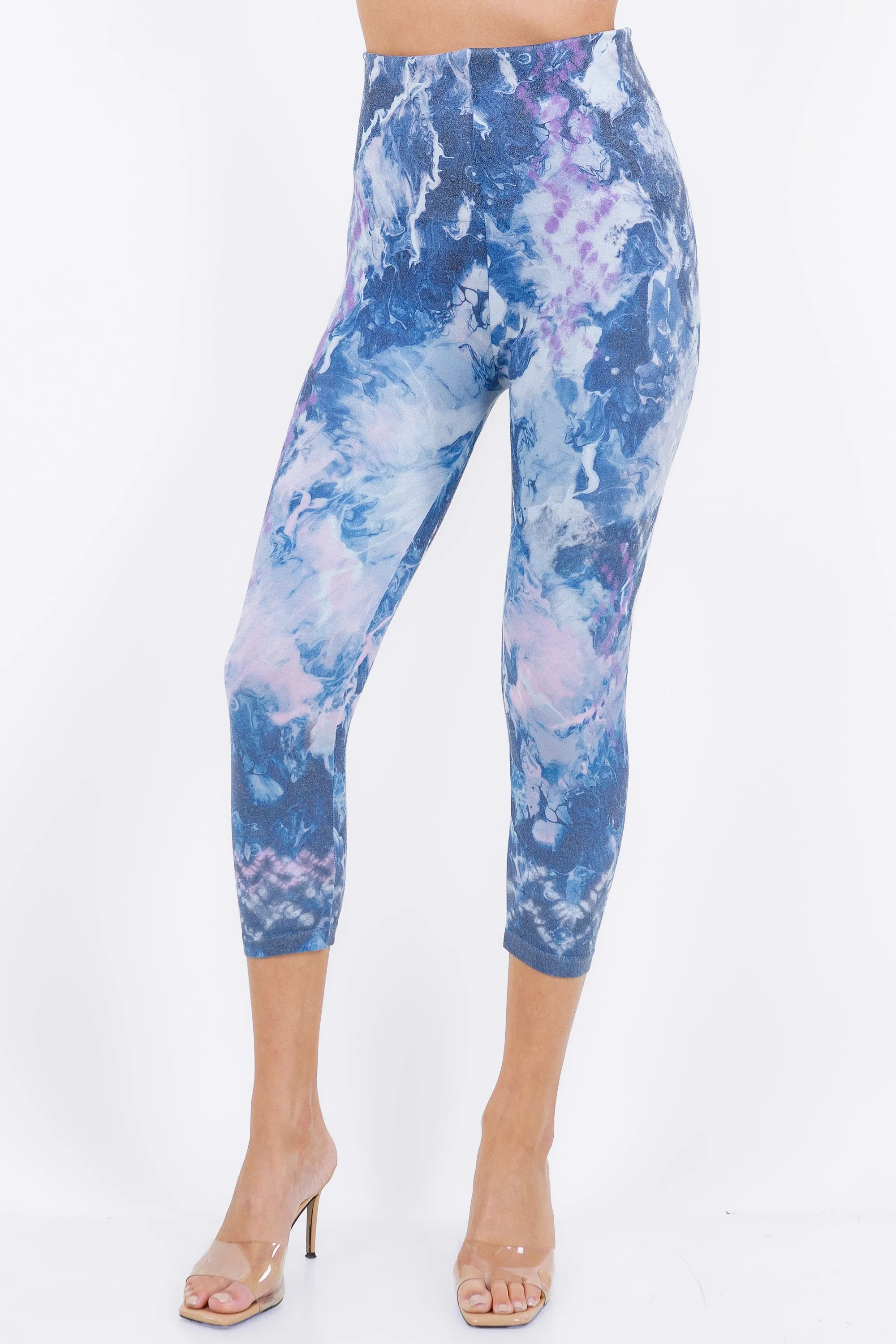 Zig-zag Shibori on Drip Dye Printed Leggings