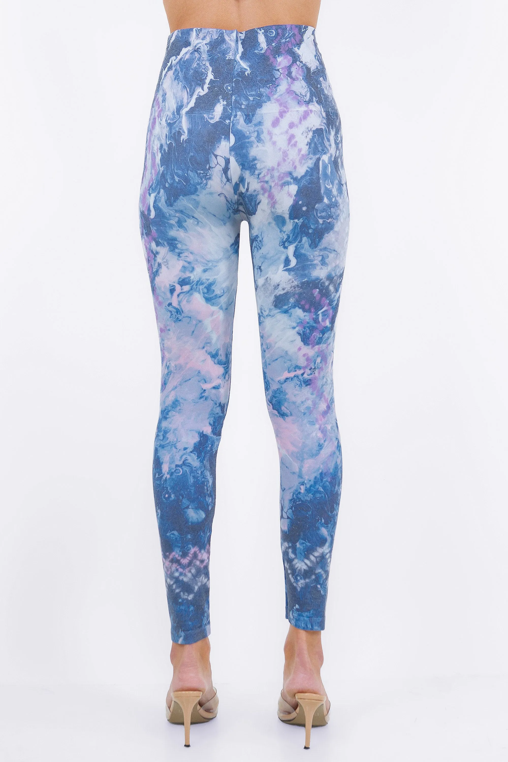 Zig-zag Shibori on Drip Dye Printed Leggings